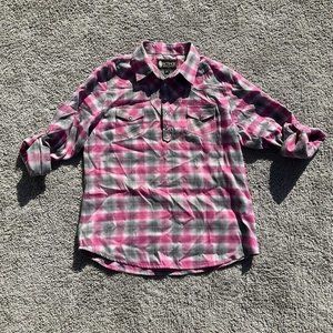 Outback Trading Co Women’s Jewel Snap Western Shirt Small Pink Robin Long Sleeve